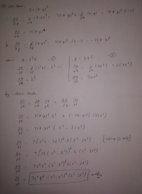 ® We have 2=(x-y)? 7(x-4)ox a (x-4) = 7(x-4)(1-0) az Ox a (x-41? = āx = ax 22 = 7(x-436 d (x-4)= an az 7(x-4)! (0-1) = -7(X-4