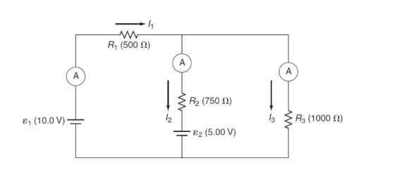 11 R1 (500) A А A R2 (750 (2) E (10.0 V) 12 13 R3 (1000 (2) €2 (5.00 V)