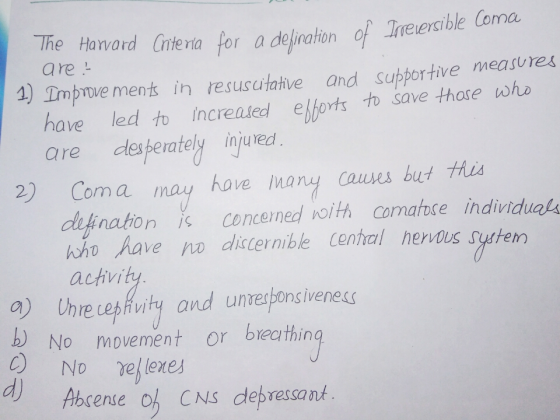 The Harard Crte ra for a dejnaton of Ineercible (orna 1)Dmprove ment in resuscitative and supportive measしres have led to Inc