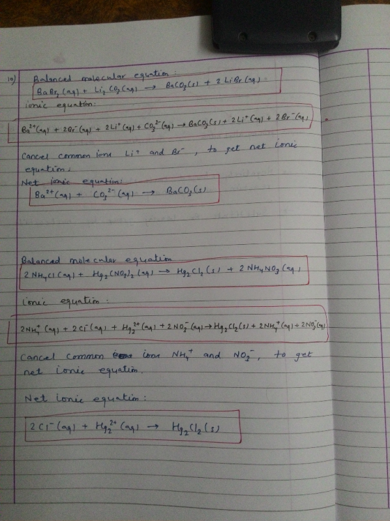 Balanced malecular equation Babr, (aq) + Ligco, cagi BaCO₂ (s) + 2 Libr (aq) inic equation: Bo? (aq) + 28/7 (aq) + 2 Lit Caq)