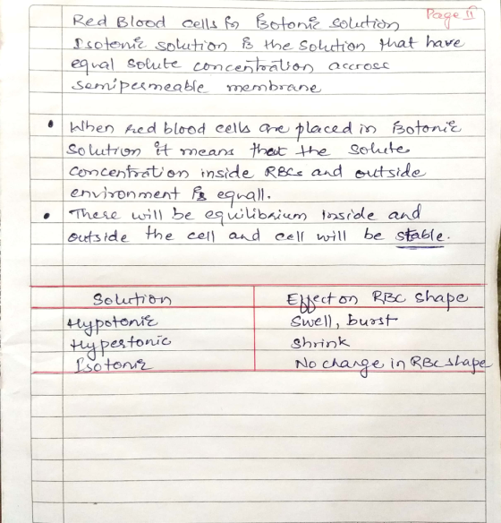 Peege Red Blood cells in Botonic solution Page 1 Isotone solution Å the solution that have equal solute concentration across