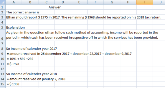 А в 1 D E F G H Answer 2 The correct answer is 3 Ethan should report $ 1975 in 2017. The remaining $ 1968 should be reported
