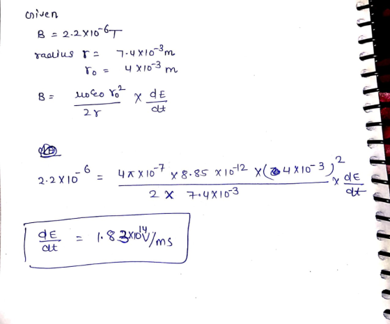 criven B = 2-2x10-61 radius rs 7-4X10-3m ro = 4X10-3 m B = usko vo* x de 28 2.2x10-6 - 42x107x8.85 x 1042 x(24X10-3) 2 X 764X