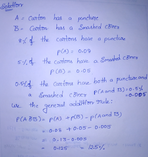 Solction Carton has a A penctuore Smashed caires B-Caton has a the Cartons have a punctuae PCA) = 0.09 5.1.94 the Cartons hav