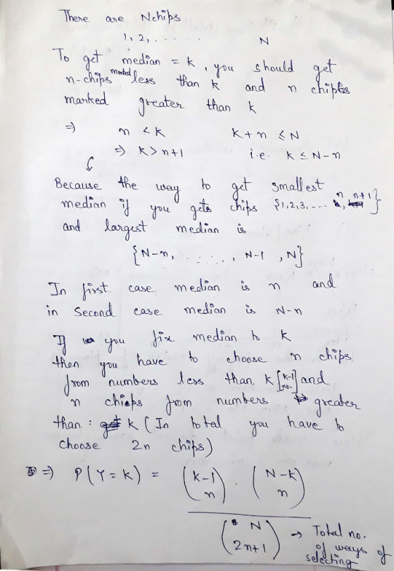 These Nehis 1 2, To g medionk , s hould manked reatethan k ら 欠> n+1 Because te smallest n ho ka median and aqest median , N,