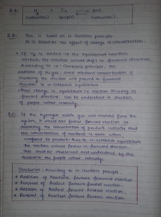 9.A H + ecotourless) J. (purple) SHI Colourless). 2B. This is based on le-Chottiers priociple. TUIs Based on the effect of ch