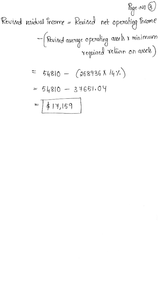 e ) . Revised residual income. Revised net operating income Revited average operating axels x minimum required relwrn on asse