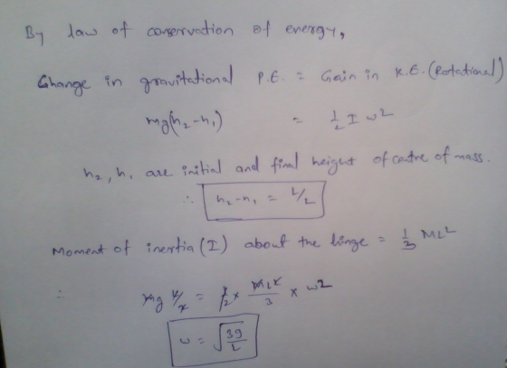 By law of conservation of energy, Ghange in gravitational P.C. & Gain in K.B. (portational) malha-h.) - Į I w2 ha, h, are ini