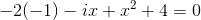-2(-1)-ix+x^2+4=0
