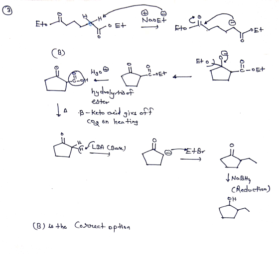 3 Nao Et Eto OEE Et (B) Et o Hgo -OEt coet C-Oht hydrolysis of ester ta .:B - Keto acid girs off cog on heating .H ELDA (Base