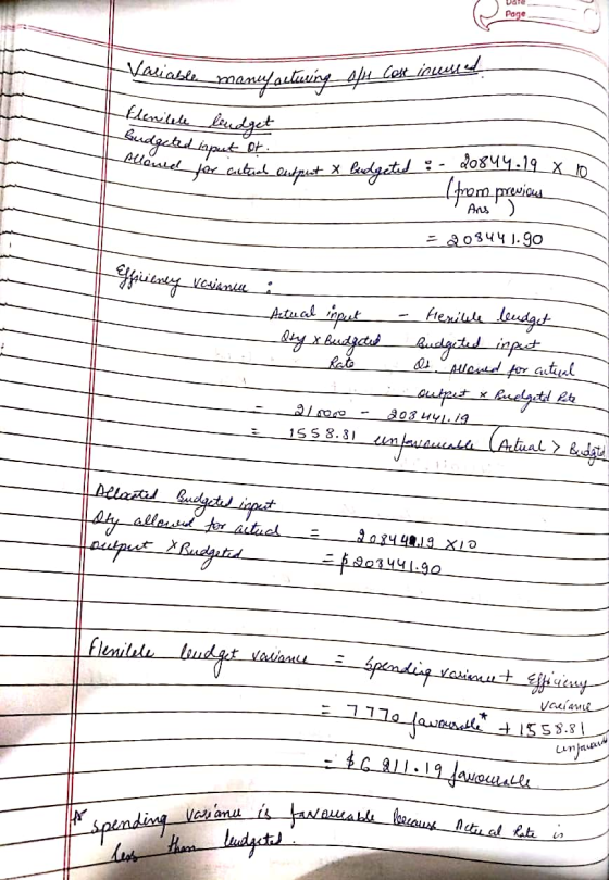Page Variable maneyacing emanufacturing of Cost_inlessed Flentele budget Budgeted input or Rebel for allemal Butput x budgete