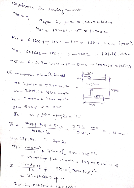 Calculation for Benaliny Boonent MA - Moe 61.1.6x2 = 122.32 khone Moira 12. др - 1 - 2 Jь: 22 Mc - L14 | Lх ч — IX — — — 185.