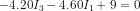-4.20I_3-4.60I_1+9=0