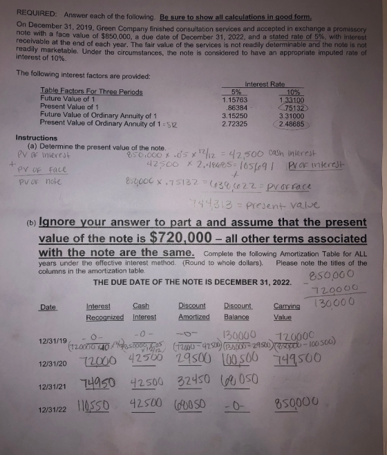 RED: Answer each of the following. Be sure to show all calculations in good form. On December 24 204 on December 31, 2019, Gr