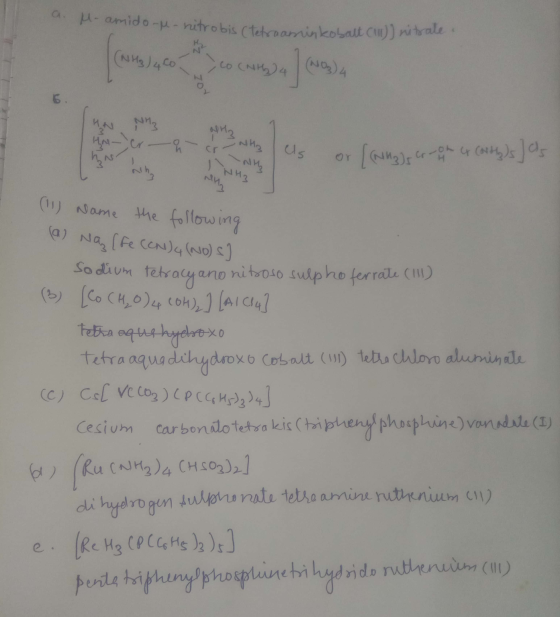 a. M-amido-u-nitrobis (tetraamin kobalt hatrobis (tetraamin kobalt Cul) nitrale. N (NH 4 com ) co Casu) 4 (NO) (NH3)4 Co NO C