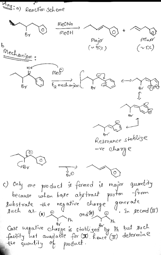 ting: a) Reaction Scheme MeONA meOH major (495%) minor (~5%) mechanismo med Byt & mechanism l Bor Glo Resonance sterblige are