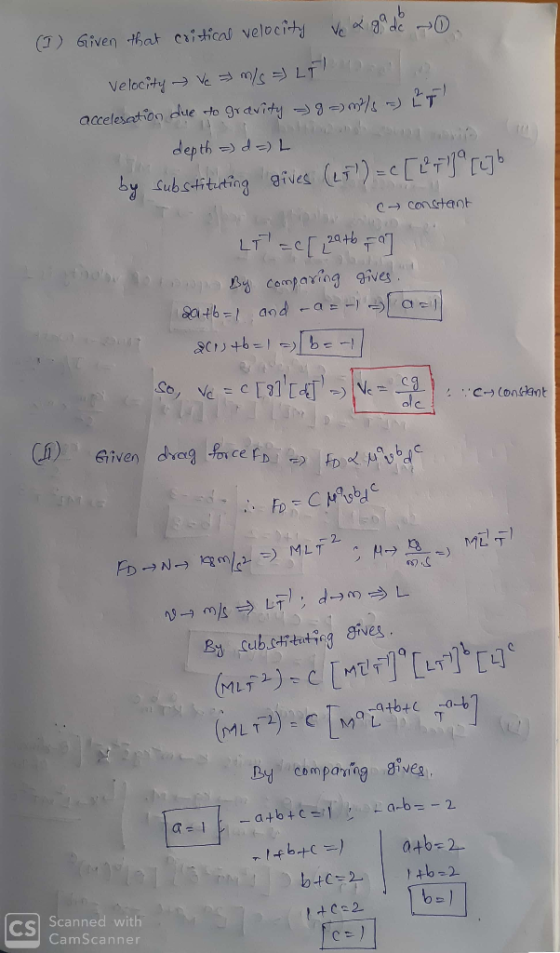 99 (1) Given that critical velocity ve Velocity Ve 3 m/s LT accelesation due to gravity g = m/s =) LT depth =) d=) L o ng by