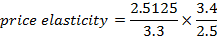 2.5125 price elasticity = 3.3 3.4 2.5