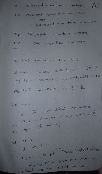 n- Principal quantum number 0 e orbital quan toom number Azimutol quantum number # Magnetic quorum number ms - spin gcantum n