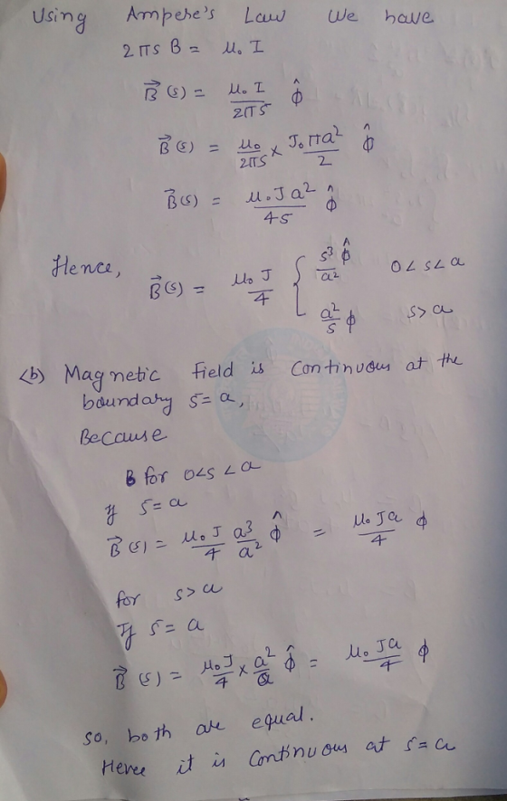 using Ampehes Lad We haue 2T5 2ITS 4S ence Cu2. 4 feld is Cor-h nuden at the <b) Magnetic boundolj S Beccuse 4 So, bo th ar