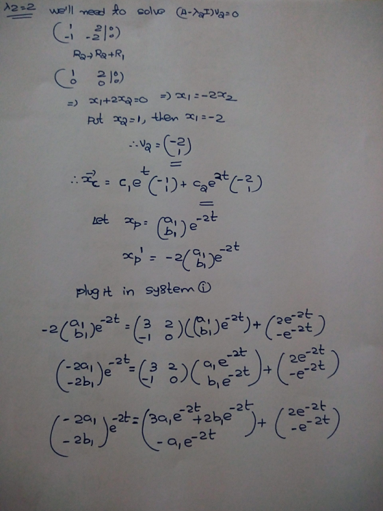 well mead *o colve A- ao RaRa+R Pot then 1-2 11 t Let p -27 plug Ht in system -2t et) + (2e ) e-at -2t - 201 2e-26 e, e-at -