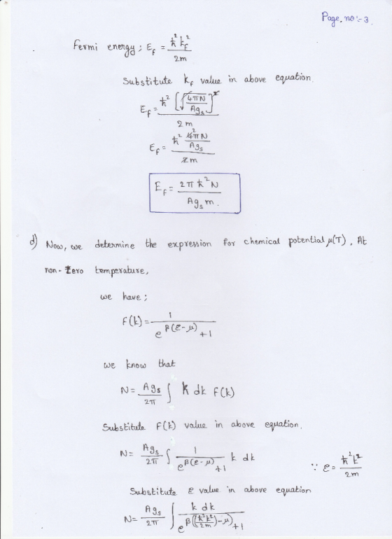 Page, no3 2m Substituta ke value in above equation 4TTN rm determine ine the exprenion for chemical potentiol AtT), A non-ter