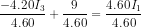 \frac{-4.20I_3}{4.60}+\frac{9}{4.60}=\frac{4.60I_1}{4.60}