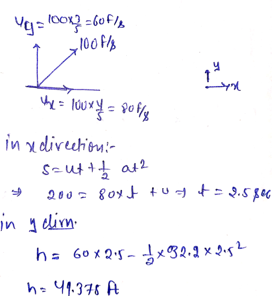 Vy=100x2=60f18 100 fle Phy yu the = 100 x 4 = Poffy in a direction in s=uttt at? 200 = 801 t two = 9.5806 in y dirn ha 60x215