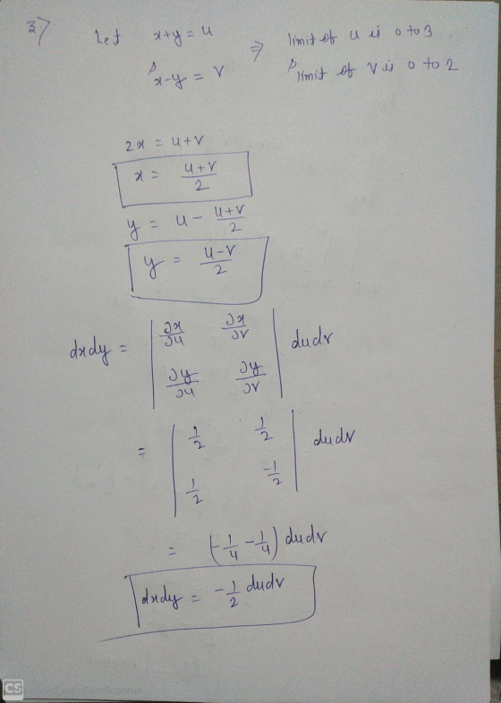 Let x+y=1 u limit of u is oto 3 7 x-y = v limit of vis oto 2 2x = Utv с к Utv 2 u- y utv 2 y u-v 2 321 Ju IN JV dudes horup J