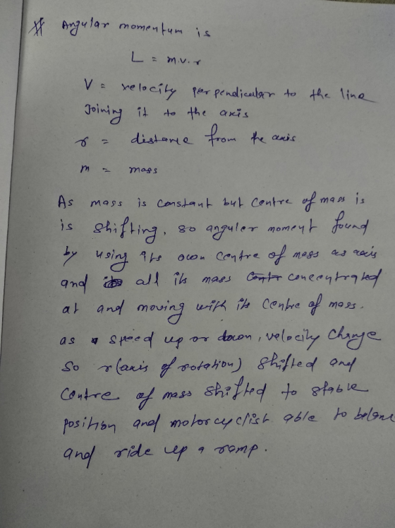 Agular momen tum is M.v.Y V re locity fer pendicalor to the line to the axis distone trom te anis ర : mags As is castant b4 C