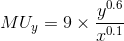MU_{y}=9\times \frac{y^{0.6}}{x^{0.1}}