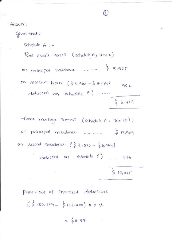 iven that Schedule A en principal esidan u clelucted hedule e 6,47 ג -tione กัช tage ant est Ć schedule A, line 10) on princp