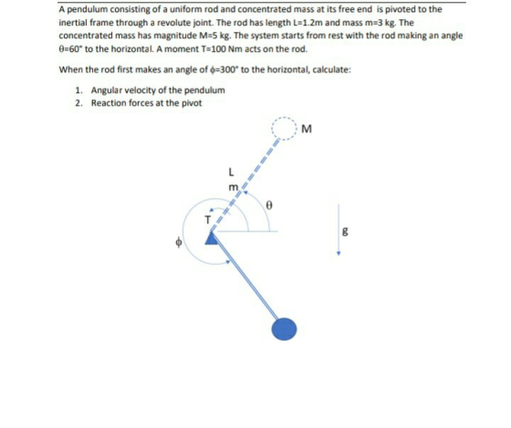 A pendulum consisting of a uniform rod and concentrated mass at its free end is pivoted to the inertial frame through a revol