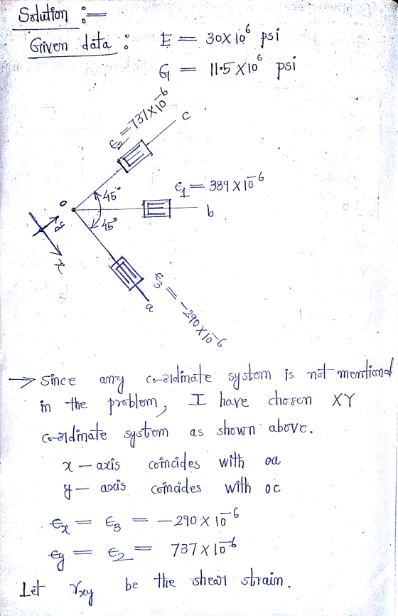 -290x10 6 Solution 6 Given data 14 30x10° psi 11:5X100 psi 5 с =737x10 6 389 X10 450 타 b 14 245 x E3 > Since any co-ordinate