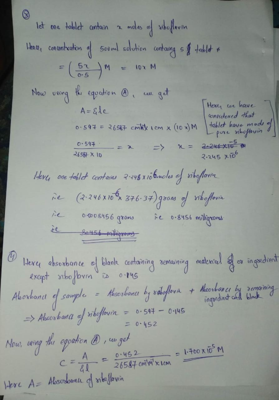 I let one tablet contain a moles of axboflavin Hande, concentraten e sooml solution containg s & tablett = ( 57 ) M = 100 M t