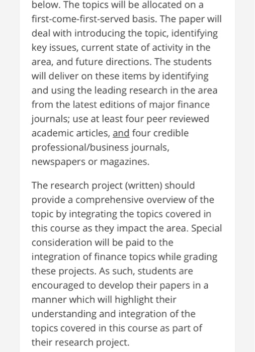 below. The topics will be allocated on a first-come-first-served basis. The paper will deal with introducing the topic, ident