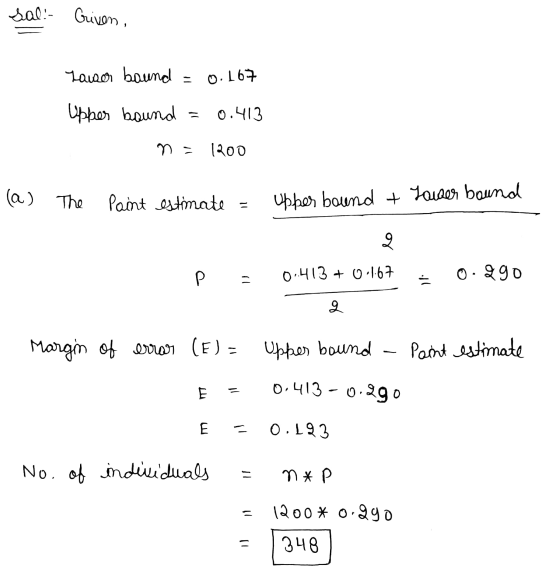 dal:- Grivon, hawer bound 0.167 Upper bound = 0.413 1200 (a) The Paint estimate upper bound + Jauer bound lo P 0.413 + 0.167