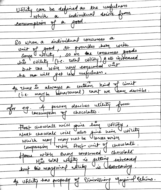 Utility can be defined as the as the usefulness individual derive from consumption of good. which a a a So when a So on the c