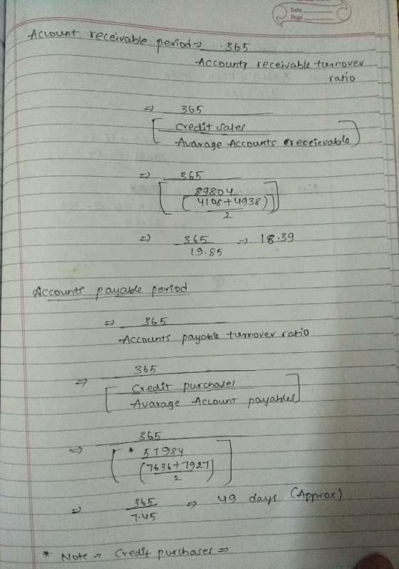 Account receivable period 365 -Accounts receivable ternover ratio - 365 Credit sales Avarage Accounts receivable 366 89804 41