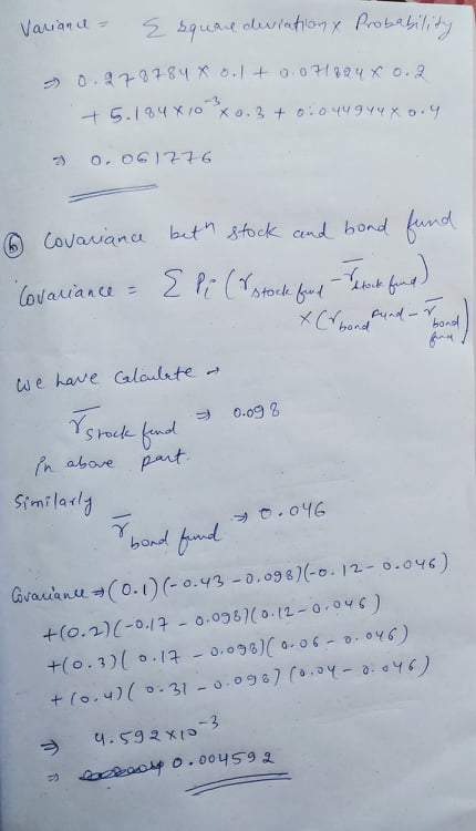 Variance - E square deviation & Probability 0.279784 X 0.1 +0.04894 x 0.2 +5.184 X10 X 0.3 + oio 70.061276 6 Covariance beth