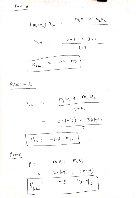 Part A mine t M₂ ²2 ( 7, n ) * 2*! + 3x2 см 2+3 1.6 m rem PART - B m₂ 22 2cm m, 2+ al Met M₂ 2x(-3) + 3x61) น. cm -led mis Pa