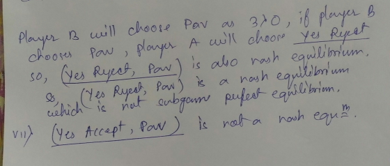 Player B will choose par as 300, if player B chooses paw , player A will choose yes Repeat so, Yes Ryect, paw) is also hash e