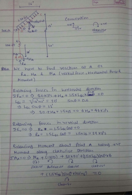Page C. Convenho sive -+ve low- 2.0 l6 卉 RA Rea we have ho find reachon at A Mow Lge Loc sine = alahùng一一.toT ( A takiwg Moau