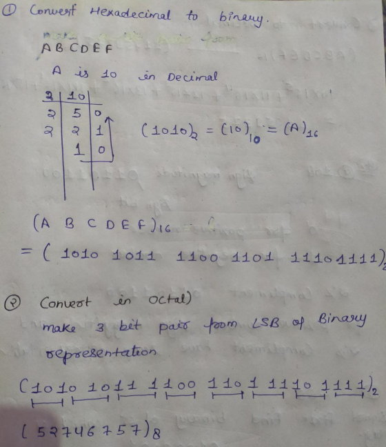 Convert Hexadecinal to binary. A B CD EF A o is 10 en Decimal 2110 تو رو به 5 1 (1010), = (10) = (A) 16 10 (A B C D E F 16 (1