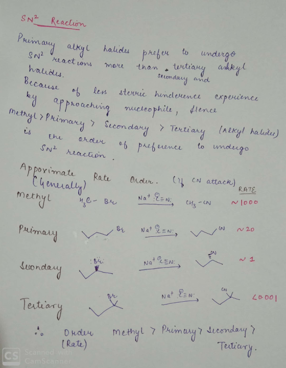 SN² Reaction Prumany dy alkyl halides prefer to undergo reactions more than tertiary akkyl halides. Secondary and ause of les