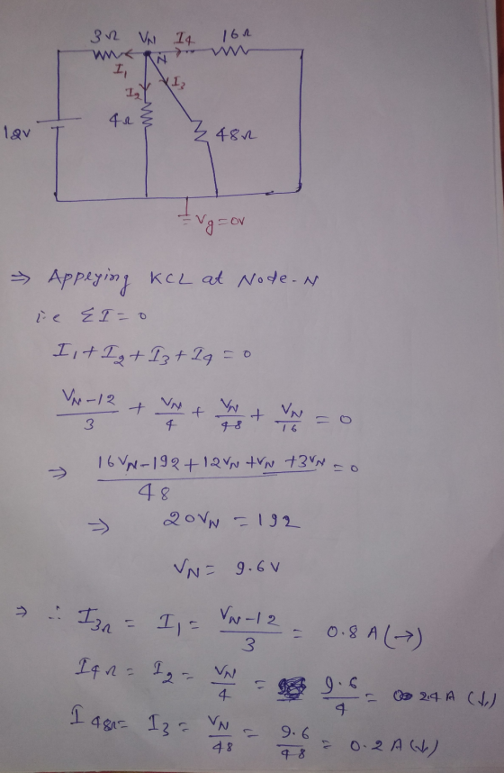 162 322 VN 14 N I VI Ig 4u lav Z 48r. - Vgcov → Appeying KCL at Node - N ie EI = 0 It Ig+ 13 + 19 = 0 V-12 + VY f + VN 3 4 n