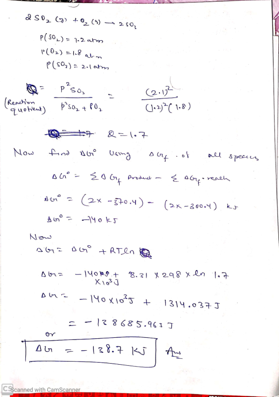 250 250₂ ( +9 (9) P(502) = 7.2 am P(O2) =18 abm P(SO₂) = zolam a - Reaction quotient) pso, p²s0₂ + PO₂ (2.131 (1.2) 2(108) No