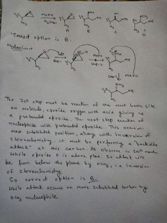 еме on ong Correct option is B. Mechanisms cho Step-3/ Meön СА 04 The Ist step must be reaction of the most basic site on mol