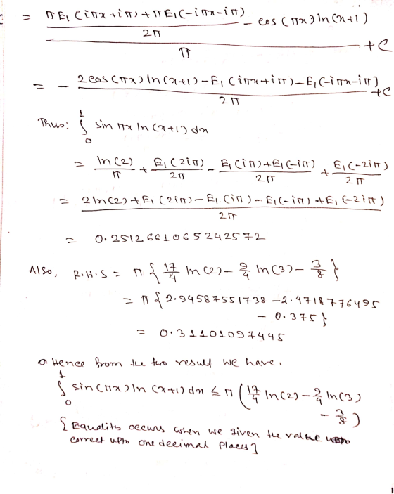 - =DEi Cinatit ATEIC-inn-in). - cos (ga) In (nel) 20 -nte - 2 cos CiTuin (941) - E, cirmatirt)-Fi(-iron-int) -te 20 Thus: i s