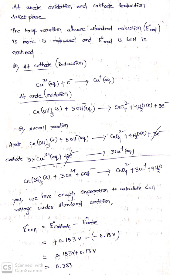 At anoche oxidation and cathode Reduction takes place The half reaction cehouse! standard redection (Eged). is more s sedeeed